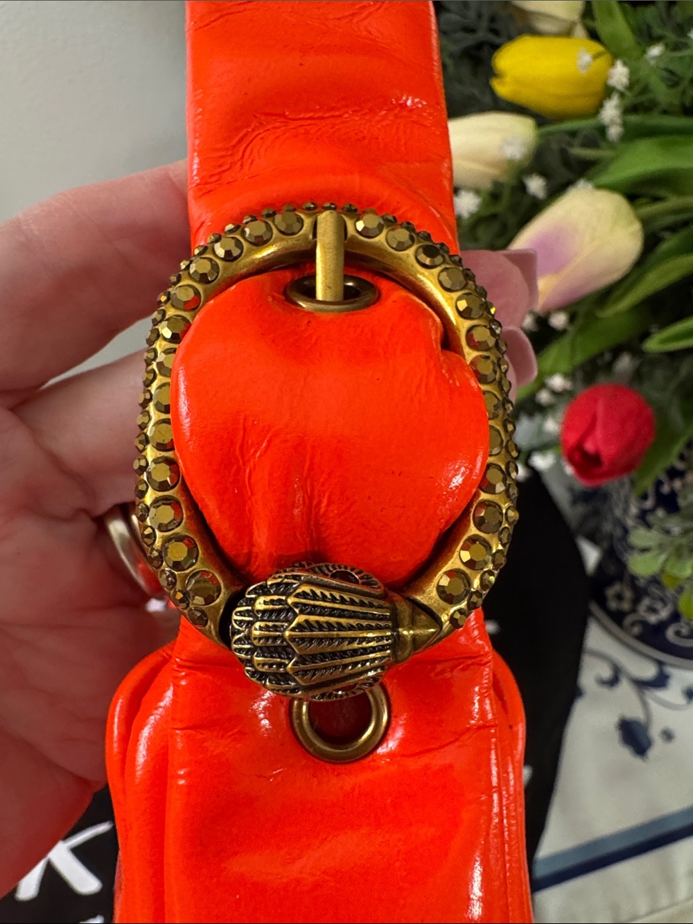 Kurt Geiger Kensington Puff Crescent Shoulder Bag Orange - Picture 4 of 10